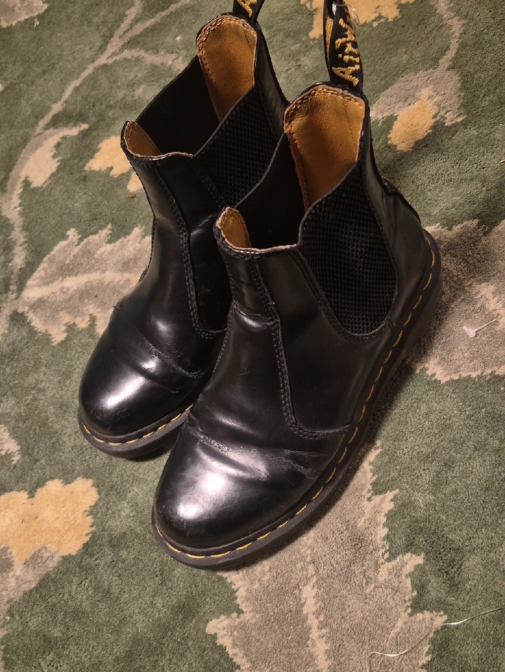 Dr. Martens Black Leather Chukka Boots with Yellow Stitching